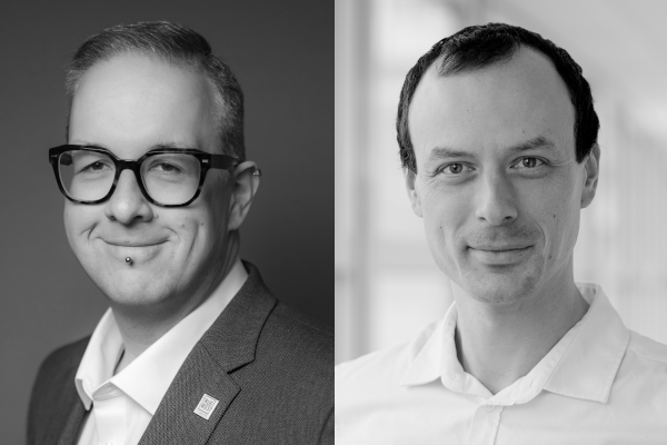 Martin Gerhard Loschwitz (links) im Gespr&auml;ch mit iX-Redakteur Moritz F&ouml;rster